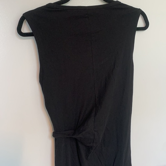 MANGO Black Cotton Solid Midi Sheath Dress With Tie-Up Detail - Picture 6 of 6
